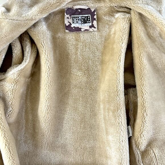 Vintage Y2K 90's Step in Style Women's M Faux Suede Sherpa Lined Pea Coat Jacket - Picture 6 of 11
